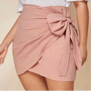 Final sale❗️ Shein Wrap Pink Bow Skirt | Size: 2XL…fits like size 8-10. Cotton